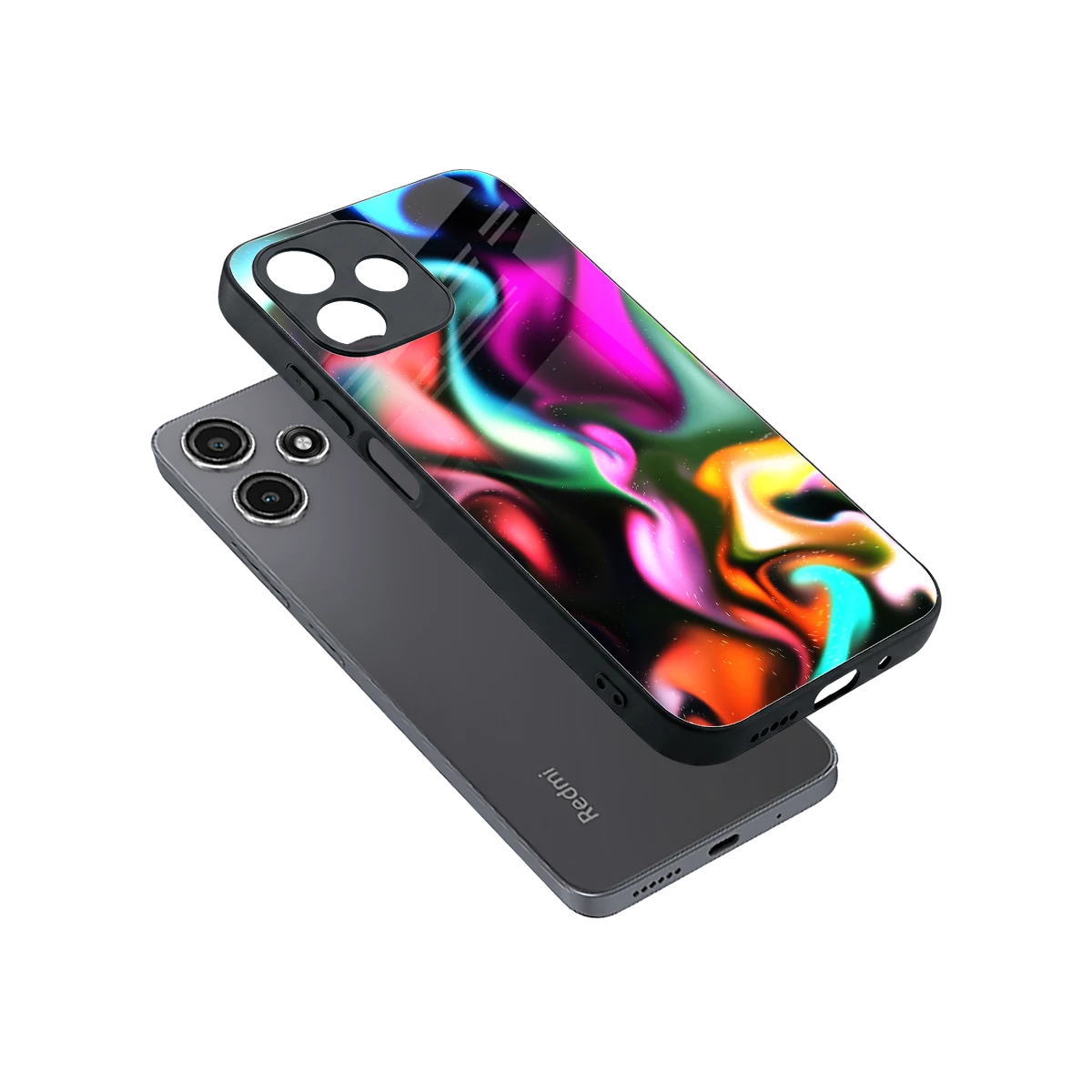 Aurora Glow sleek redmi 12 5g cover with tempered glass back and TPU edges