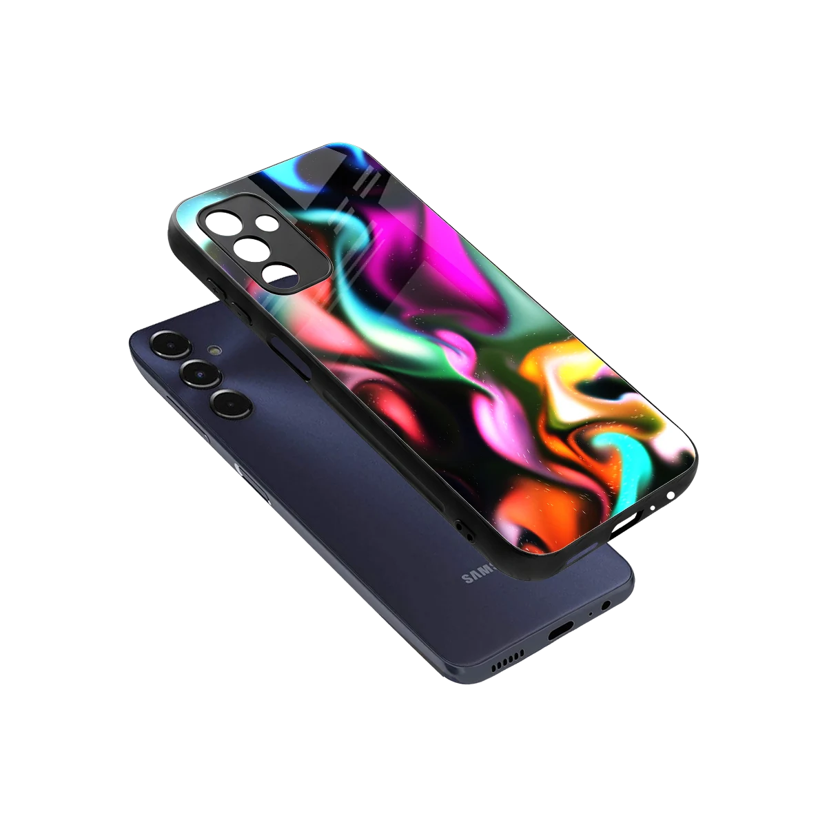 Aurora Glow sleek samsung galaxy m14 5g cover with tempered glass back and TPU edges