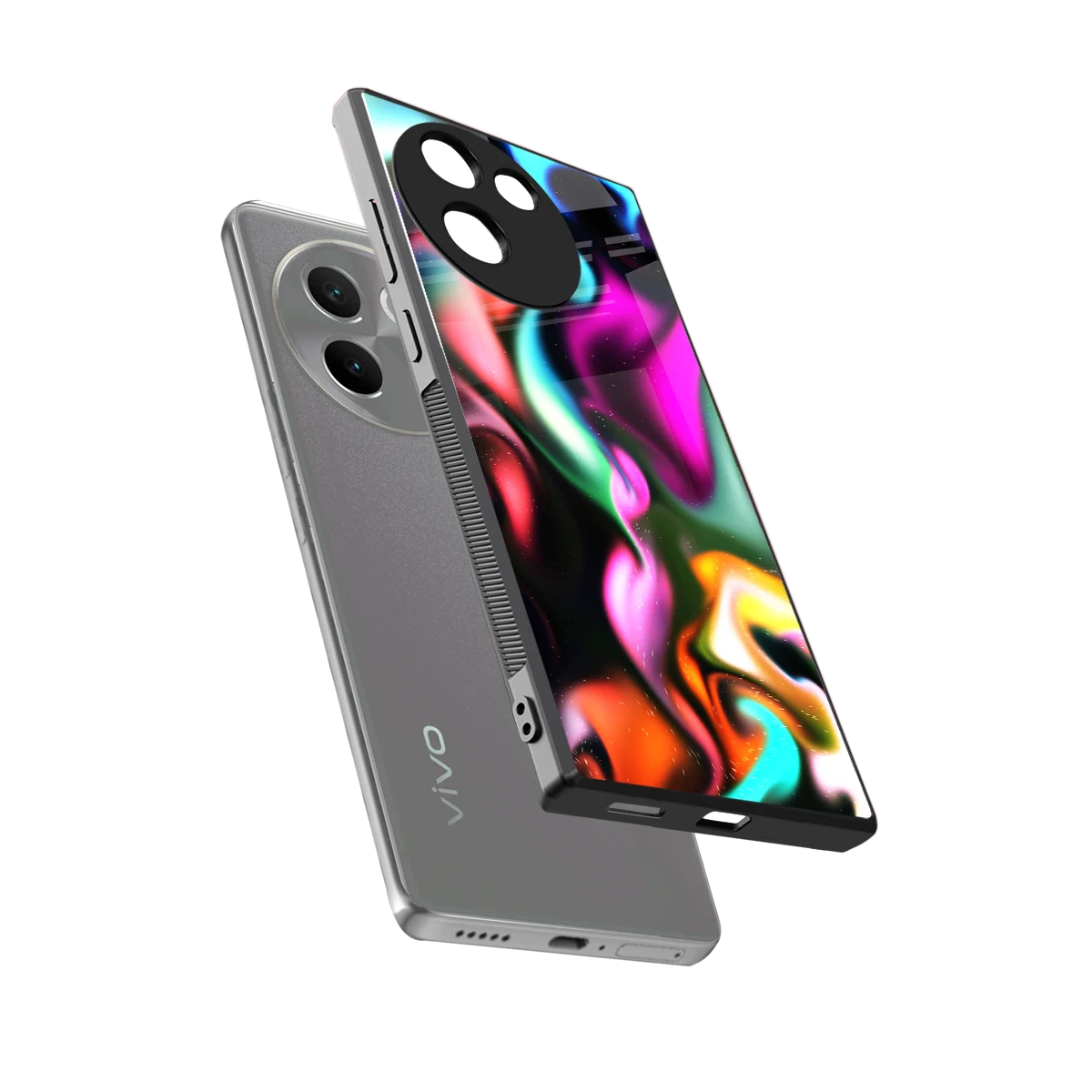 Aurora Glow sleek vivo v30e cover with tempered glass back and TPU edges