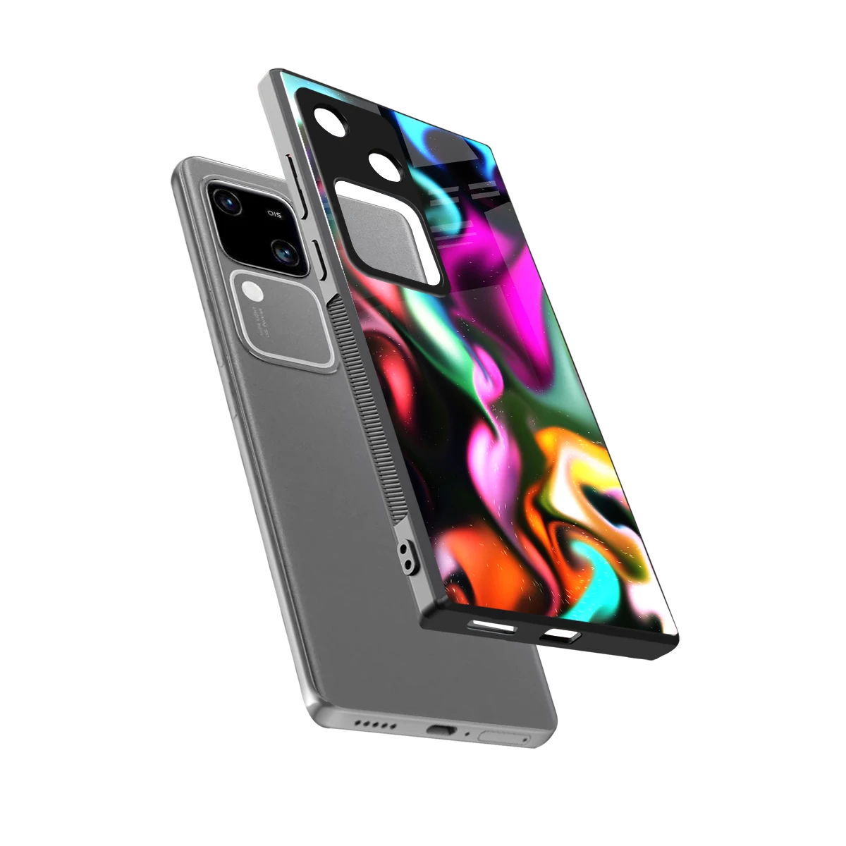 Aurora Glow sleek vivo v30 cover with tempered glass back and TPU edges