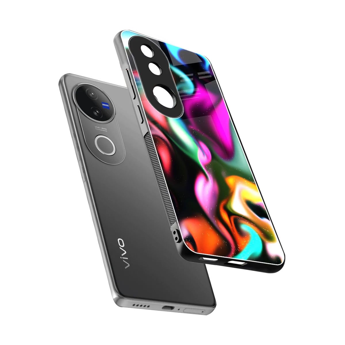 Aurora Glow sleek vivo v50 cover with tempered glass back and TPU edges