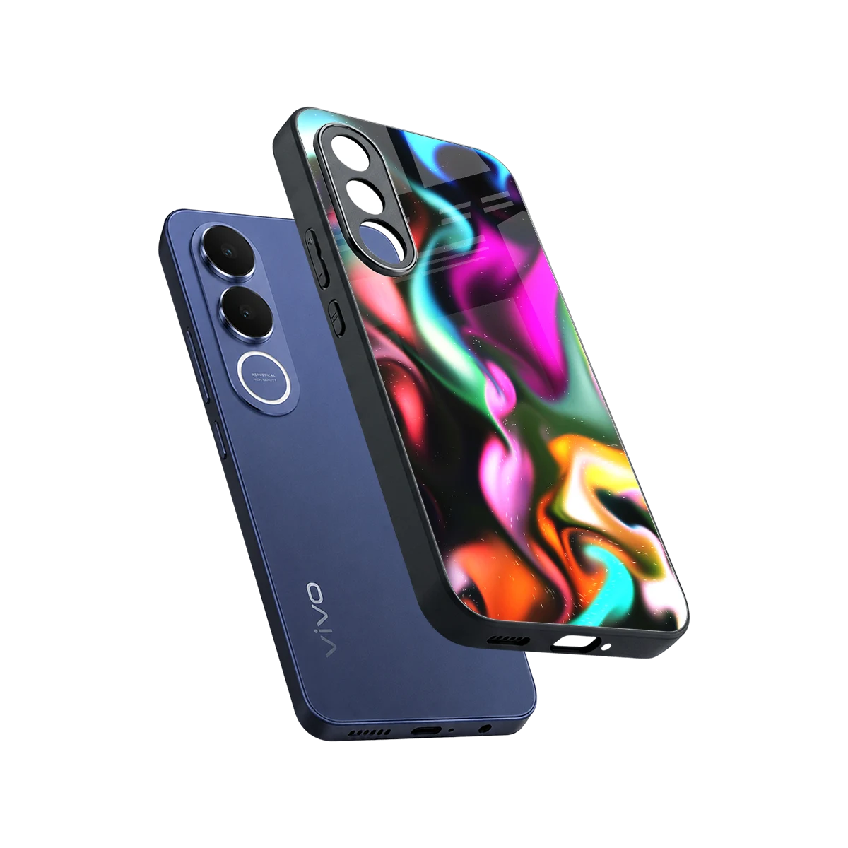 Aurora Glow sleek vivo v70 fe cover with tempered glass back and TPU edges