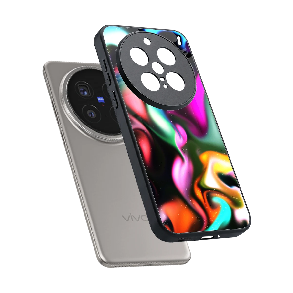 Aurora Glow sleek vivo x200 pro cover with tempered glass back and TPU edges