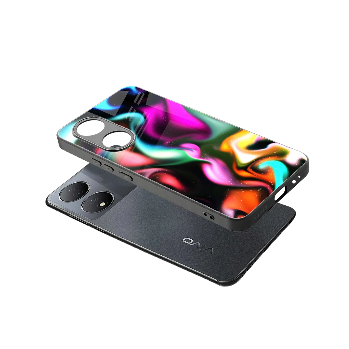 Aurora Glow sleek Vivo-y100 cover with tempered glass back and TPU edges