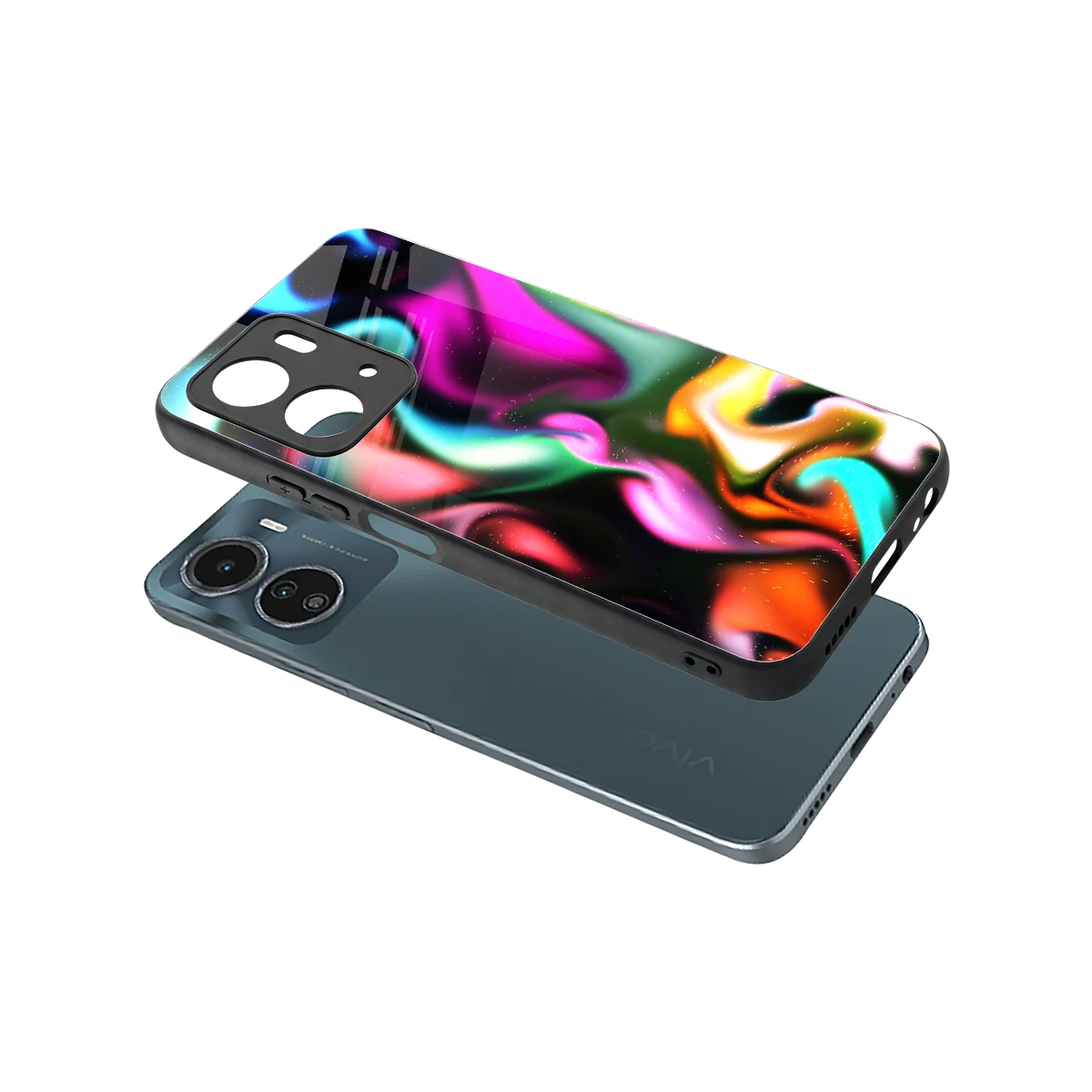 Aurora Glow sleek vivo y16 cover with tempered glass back and TPU edges