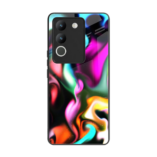 Aurora Glow back phone cover | glass case for vivo y200 5g
