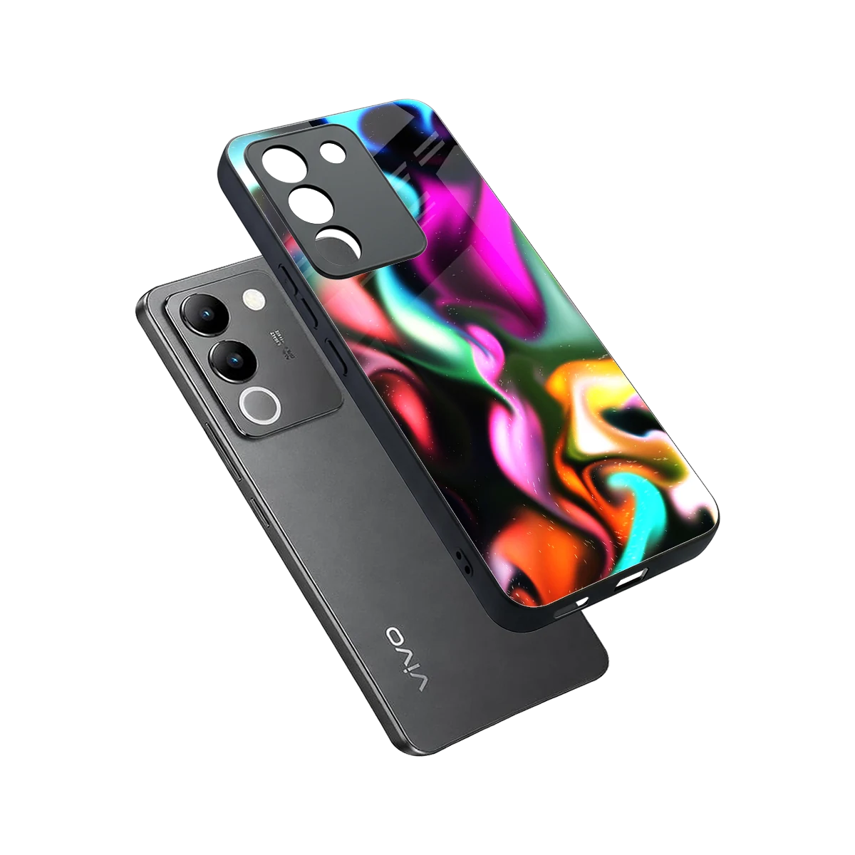 Aurora Glow sleek vivo y200 5g cover with tempered glass back and TPU edges