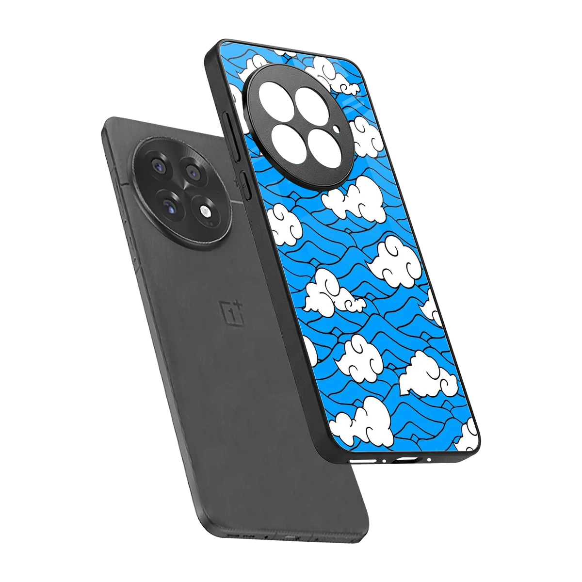 Azure Dreams sleek oneplus 13 cover with tempered glass back and TPU edges