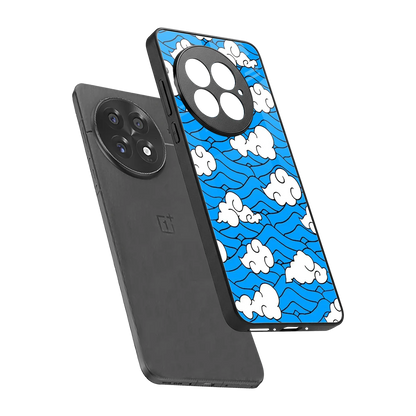 Azure Dreams sleek oneplus 13 cover with tempered glass back and TPU edges