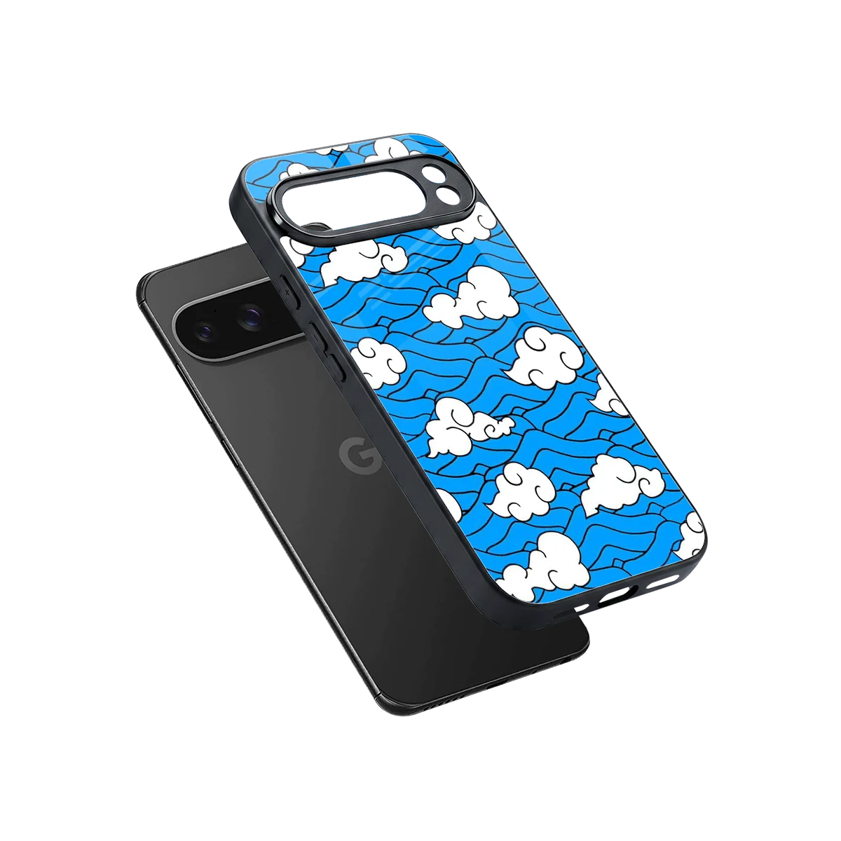 Azure Dreams sleek google pixel 10 pro xl cover with tempered glass back and TPU edges