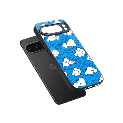 Azure Dreams sleek google pixel 10 pro xl cover with tempered glass back and TPU edges