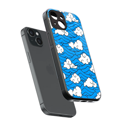 Azure Dreams sleek iphone 14 cover with tempered glass back and TPU edges