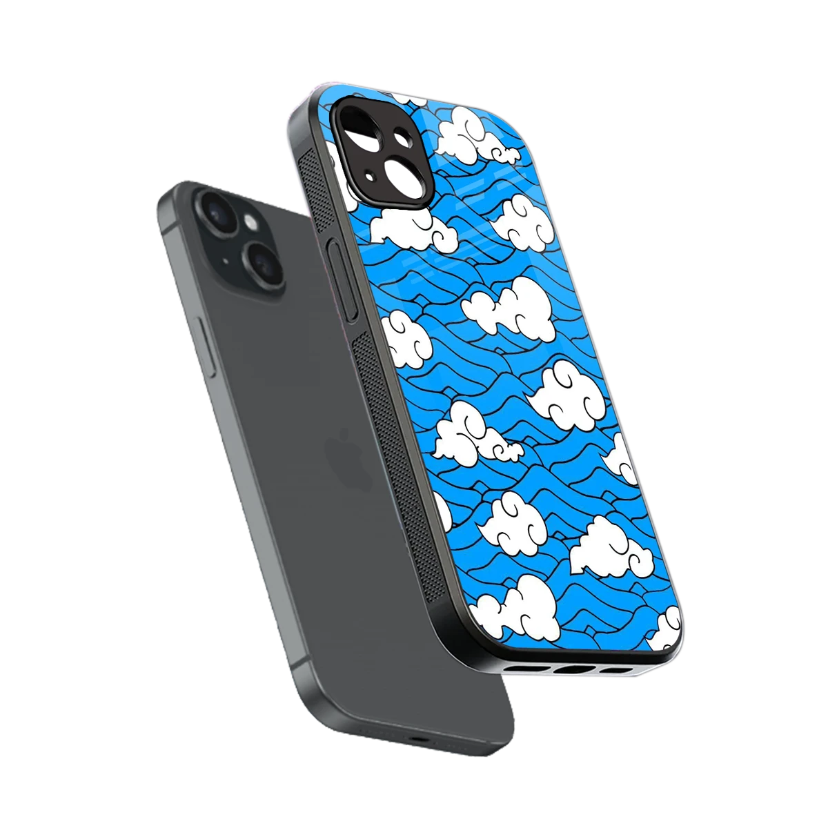 Azure Dreams sleek iphone 14 plus cover with tempered glass back and TPU edges
