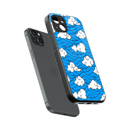 Azure Dreams sleek iphone 14 plus cover with tempered glass back and TPU edges