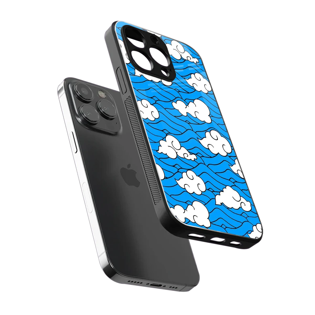 Azure Dreams sleek iphone 15 pro max cover with tempered glass back and TPU edges