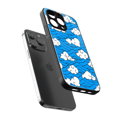 Azure Dreams sleek iphone 15 pro max cover with tempered glass back and TPU edges