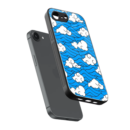 Azure Dreams sleek iphone 16e cover with tempered glass back and TPU edges