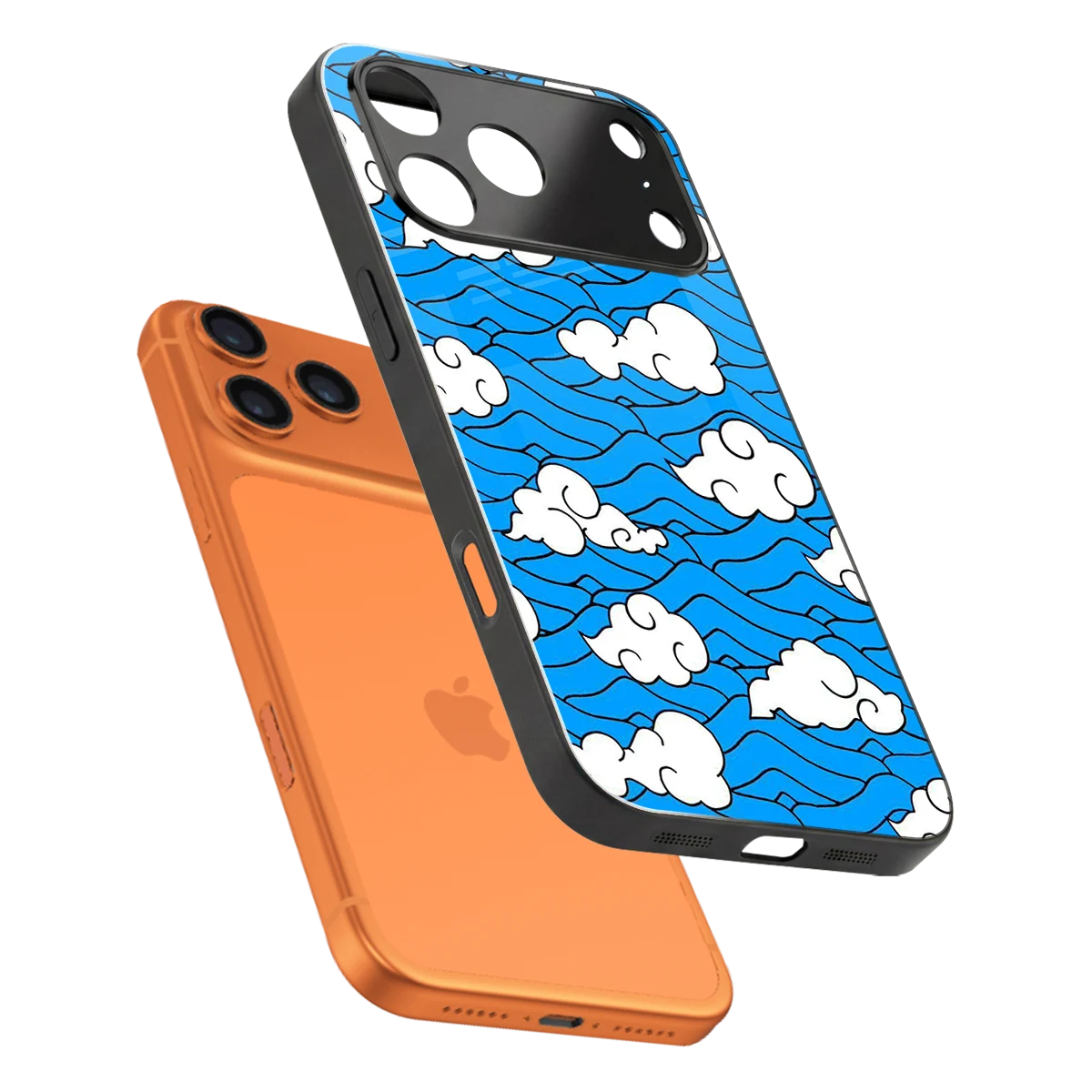 Azure Dreams sleek iphone 17 pro cover with tempered glass back and TPU edges