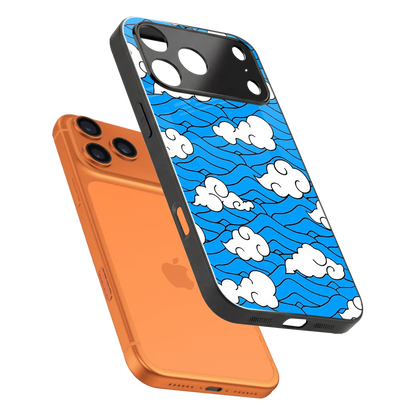 Azure Dreams sleek iphone 17 pro cover with tempered glass back and TPU edges