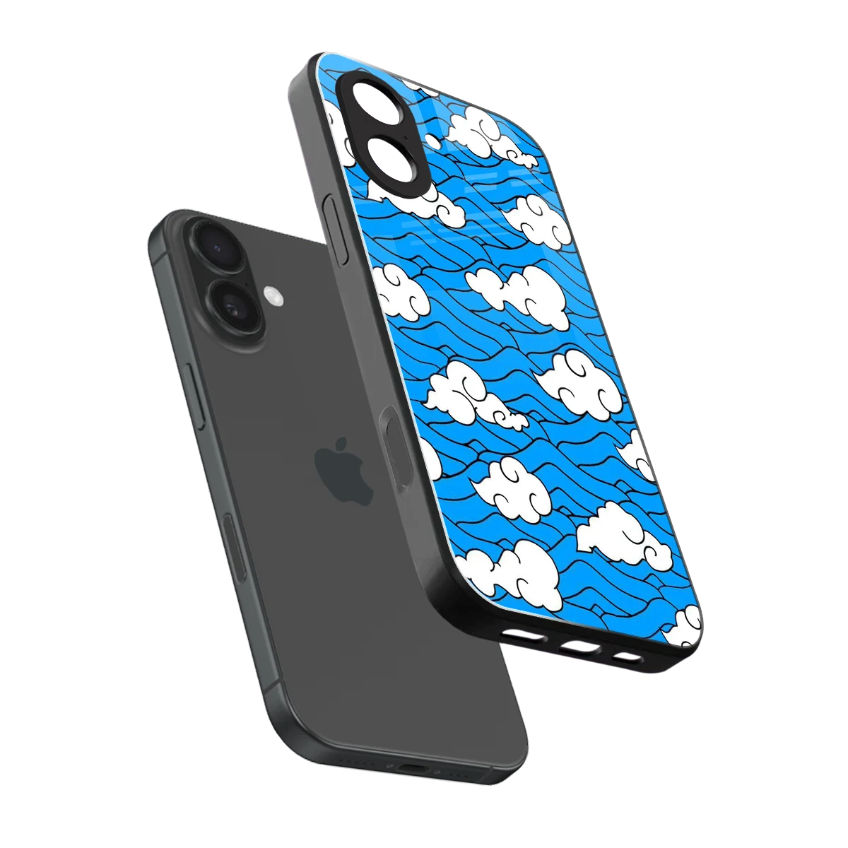 Azure Dreams sleek iphone 17 cover with tempered glass back and TPU edges
