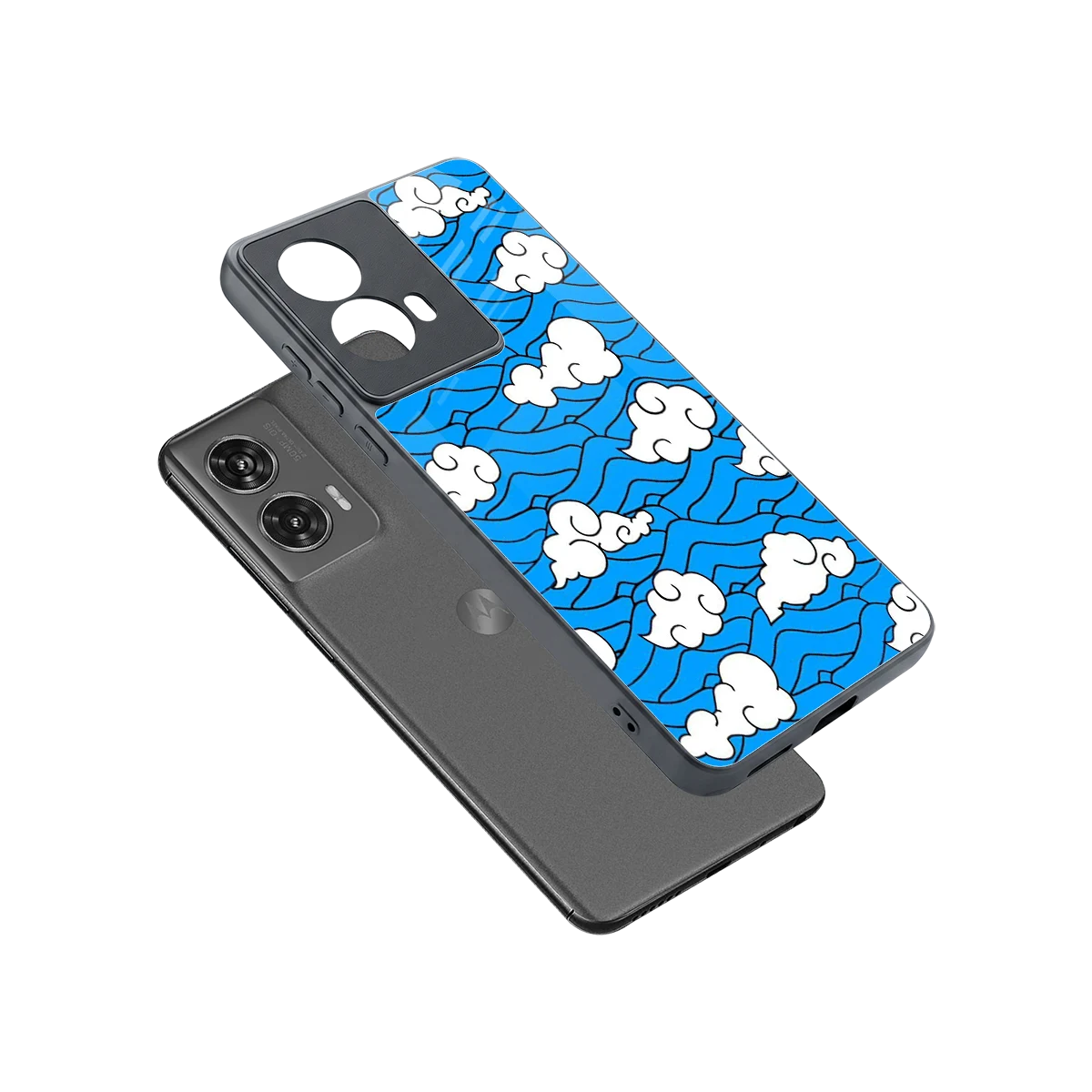 Azure Dreams sleek motorola edge 50 fusion cover with tempered glass back and TPU edges