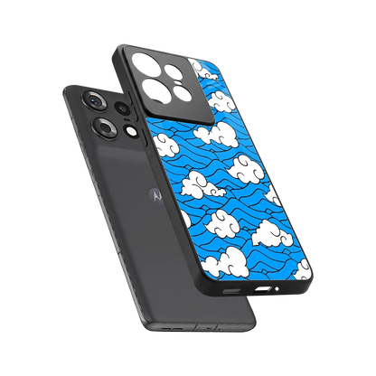 Azure Dreams sleek motorola edge 50 pro cover with tempered glass back and TPU edges