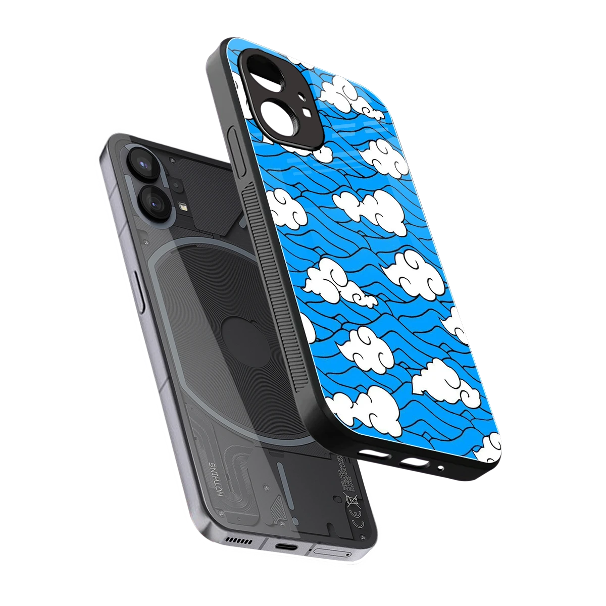 Azure Dreams sleek nothing phone 1 cover with tempered glass back and TPU edges