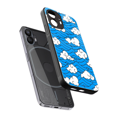 Azure Dreams sleek nothing phone 2 cover with tempered glass back and TPU edges