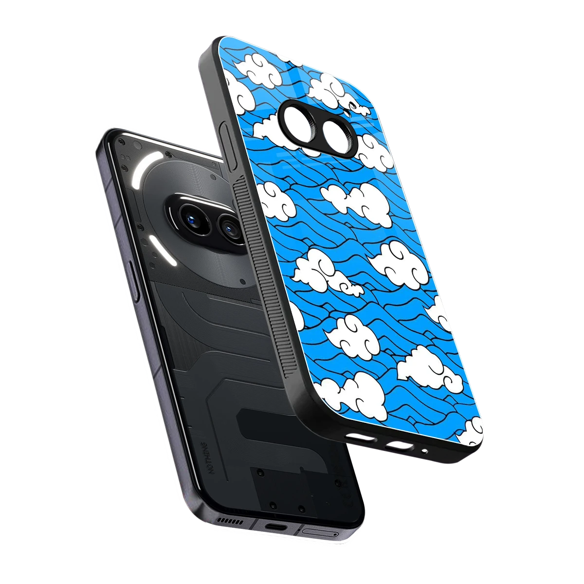 Azure Dreams sleek nothing phone 2a cover with tempered glass back and TPU edges