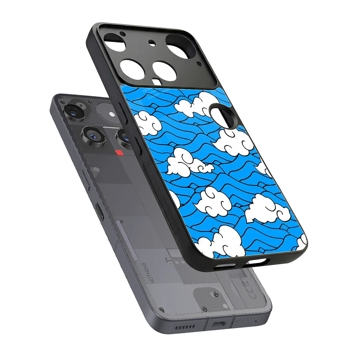 Azure Dreams sleek nothing phone 3 cover with tempered glass back and TPU edges