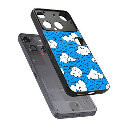 Azure Dreams sleek nothing phone 3 cover with tempered glass back and TPU edges
