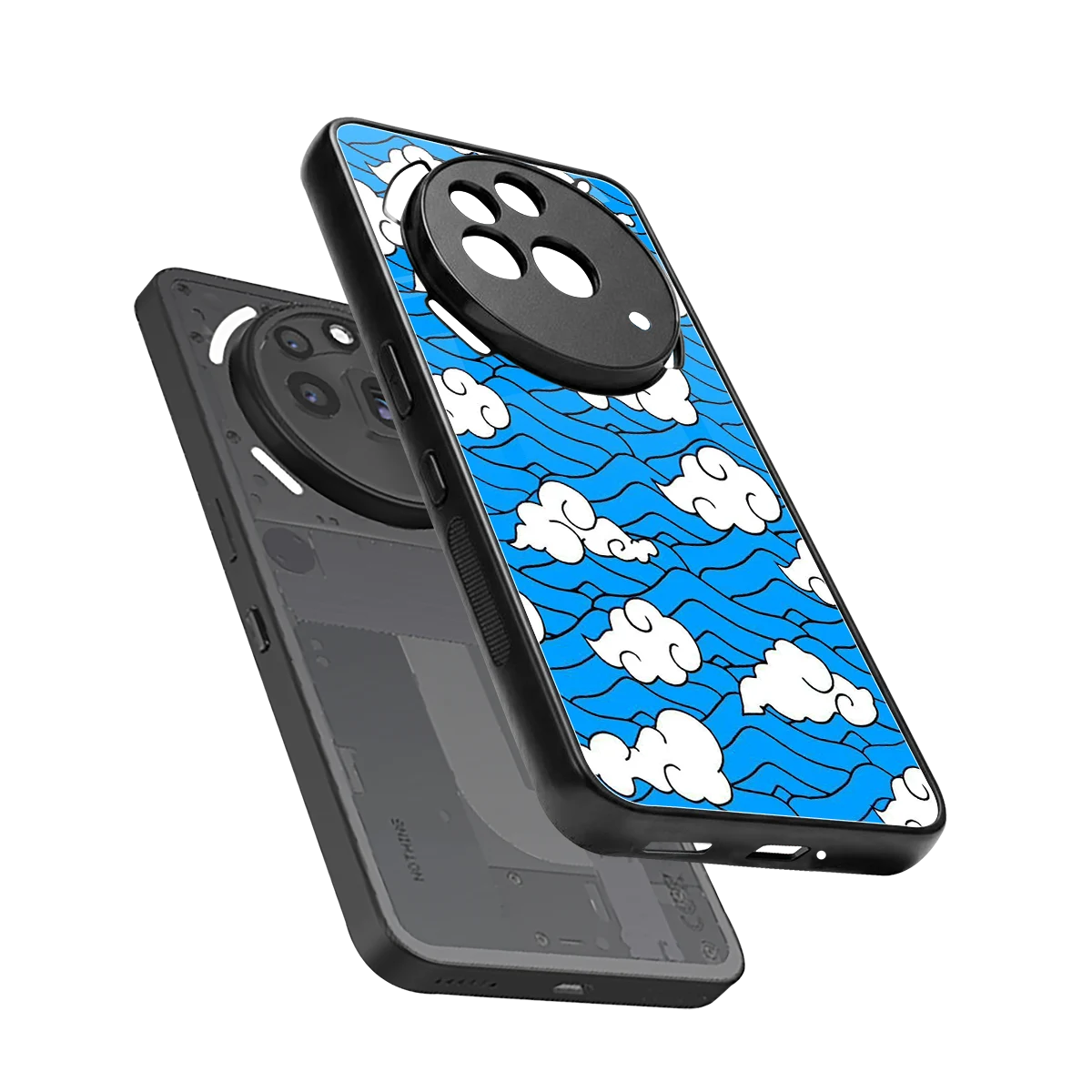 Azure Dreams sleek nothing phone 3a pro cover with tempered glass back and TPU edges