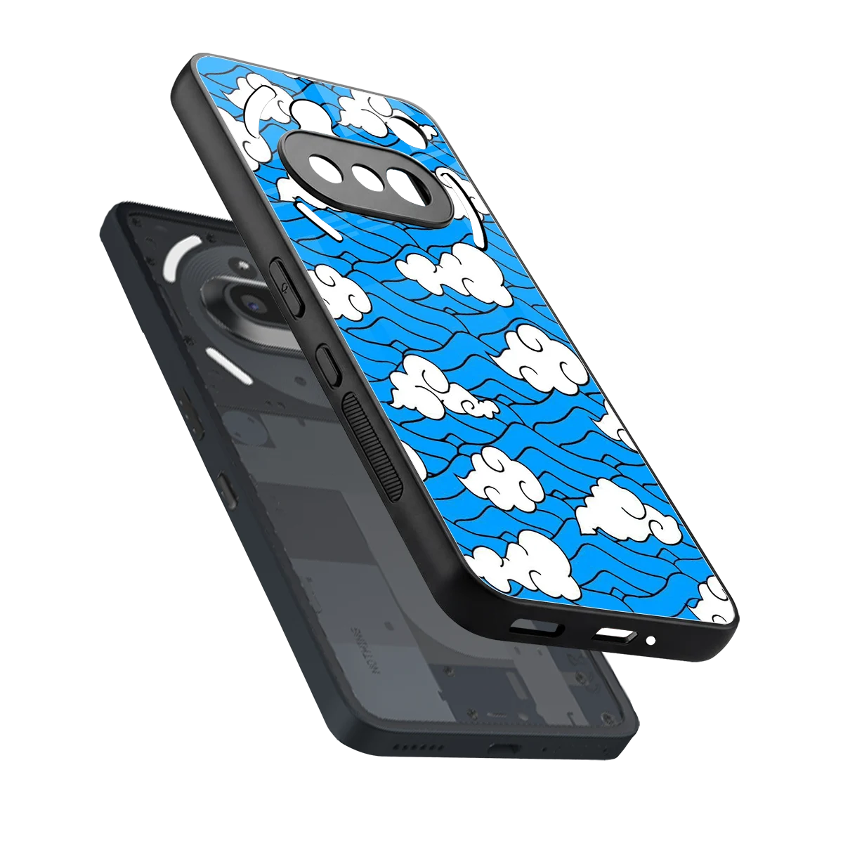Azure Dreams sleek nothing phone 3a cover with tempered glass back and TPU edges