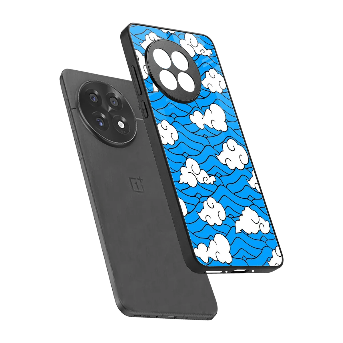 Azure Dreams sleek oneplus 13r cover with tempered glass back and TPU edges