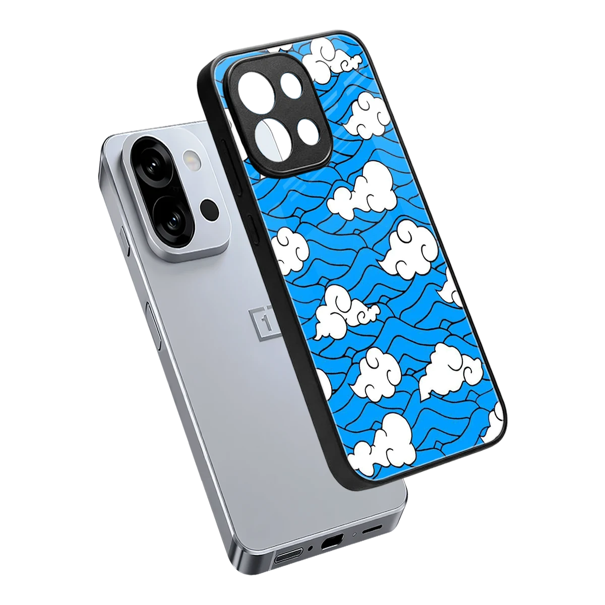 Azure Dreams sleek oneplus 13s cover with tempered glass back and TPU edges