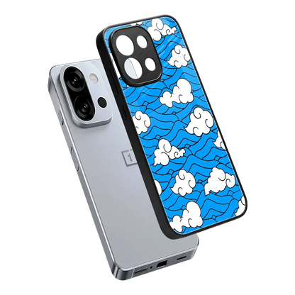 Azure Dreams sleek oneplus 13s cover with tempered glass back and TPU edges