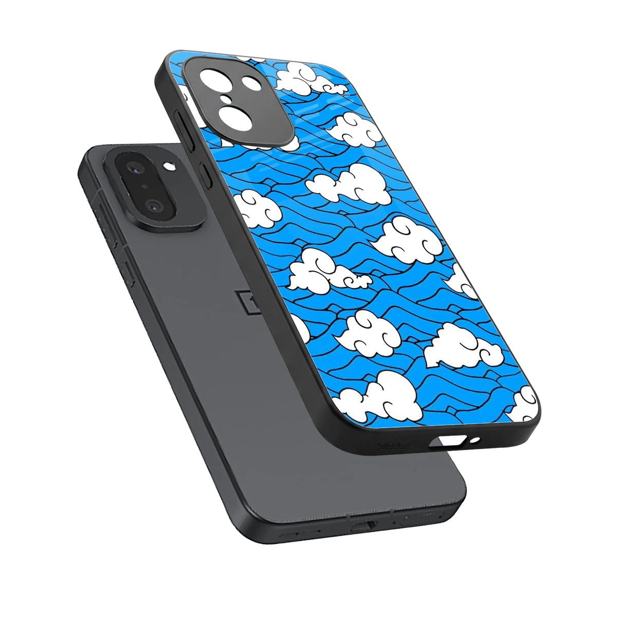 Azure Dreams sleek oneplus 15r cover with tempered glass back and TPU edges