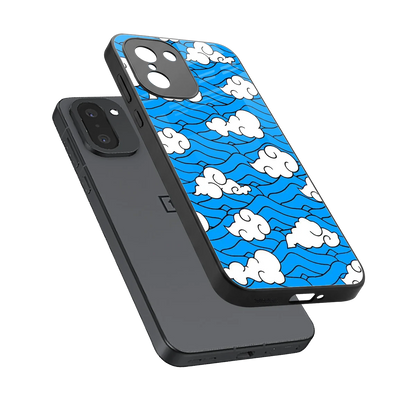 Azure Dreams sleek oneplus 15r cover with tempered glass back and TPU edges