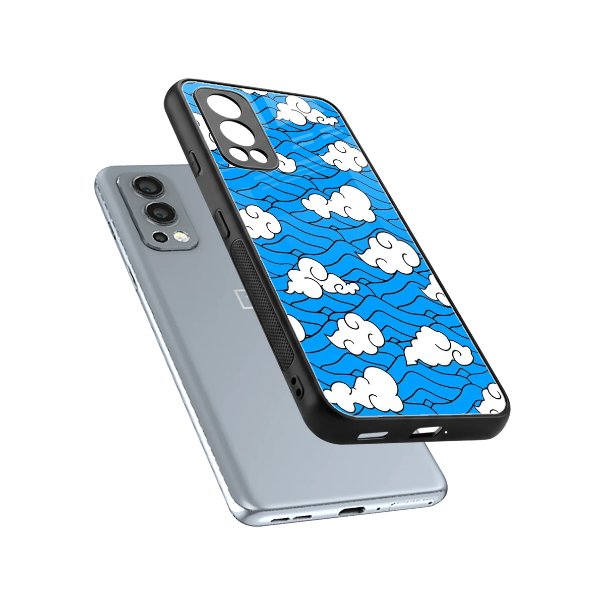 Azure Dreams sleek oneplus nord 2 cover with tempered glass back and TPU edges
