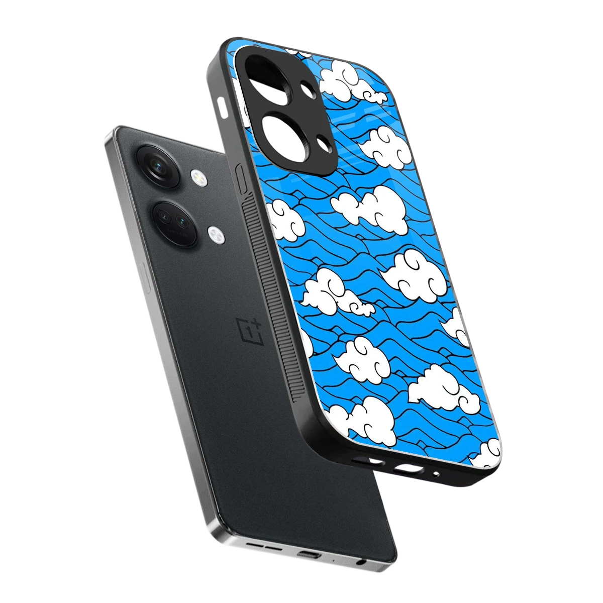Azure Dreams sleek oneplus nord 3 cover with tempered glass back and TPU edges