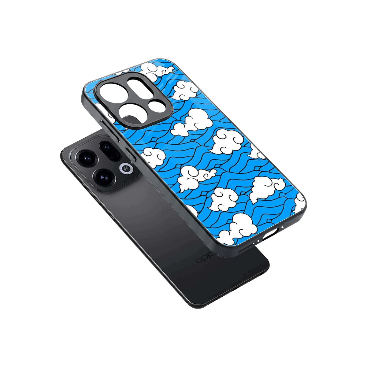 Azure Dreams sleek oppo find x9 cover with tempered glass back and TPU edges