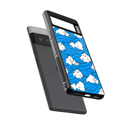 Azure Dreams sleek google pixel 6 pro cover with tempered glass back and TPU edges