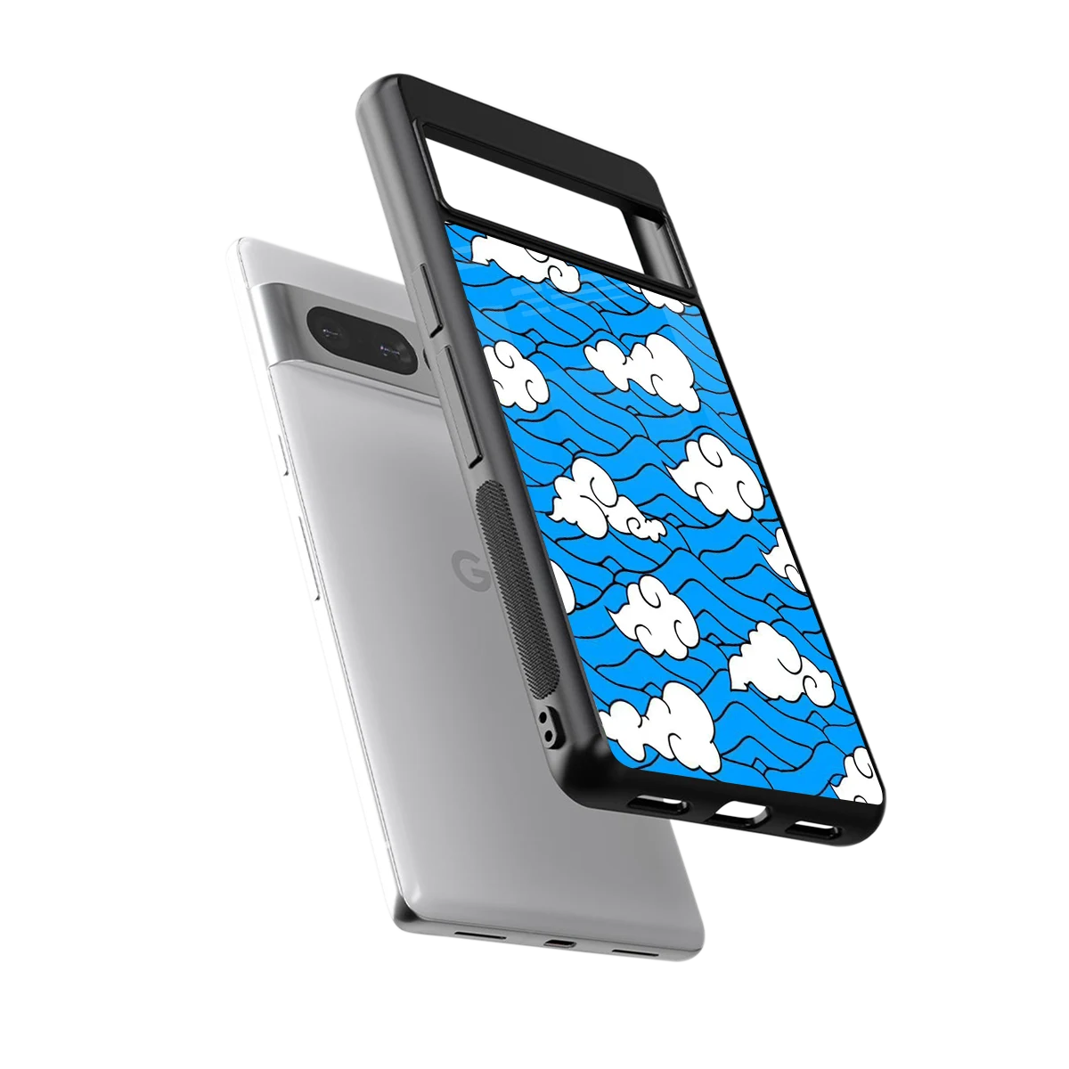 Azure Dreams sleek google pixel 7 pro cover with tempered glass back and TPU edges