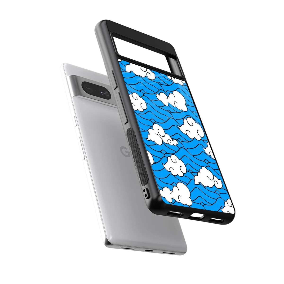 Azure Dreams sleek google pixel 7 cover with tempered glass back and TPU edges