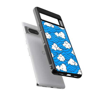 Azure Dreams sleek google pixel 7 cover with tempered glass back and TPU edges