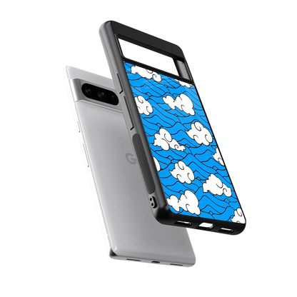 Azure Dreams sleek google pixel 8 pro cover with tempered glass back and TPU edges