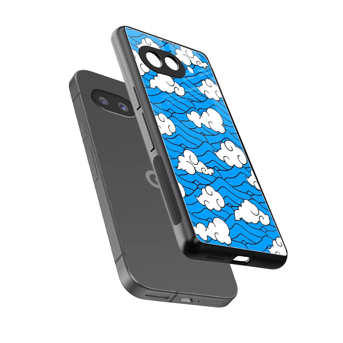 Azure Dreams sleek google pixel 10a cover with tempered glass back and TPU edges