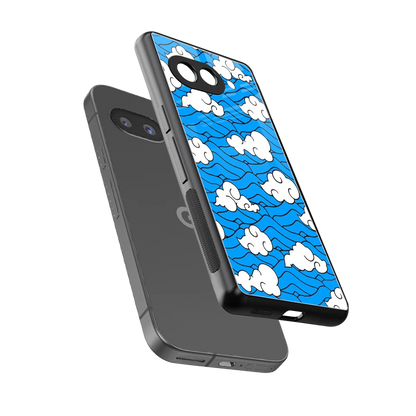 Azure Dreams sleek google pixel 10a cover with tempered glass back and TPU edges