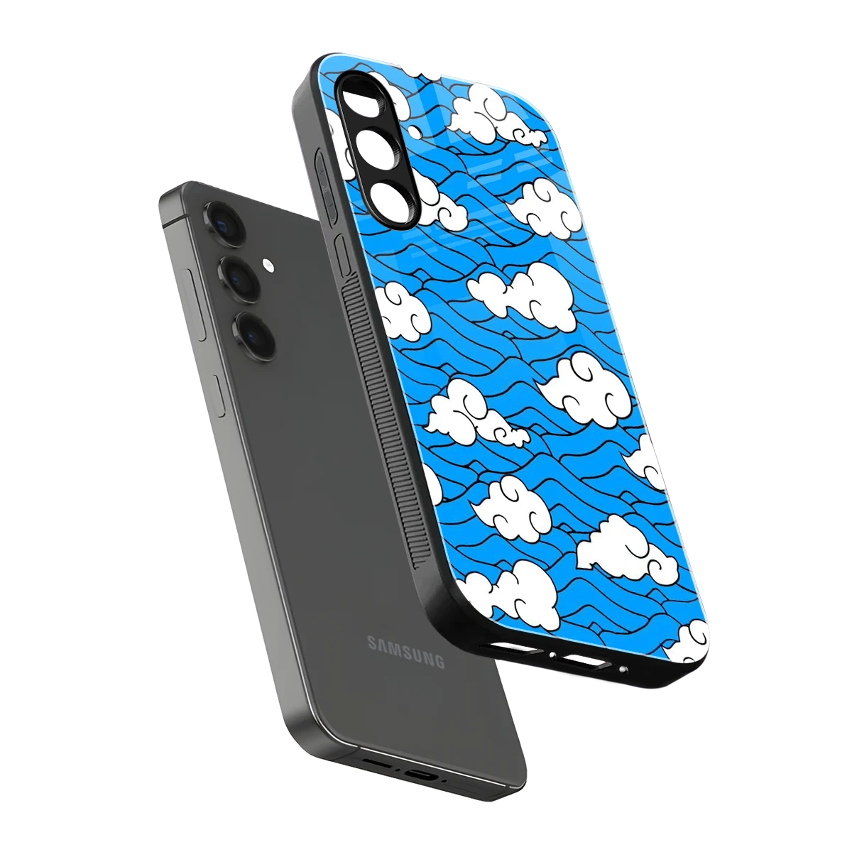 Azure Dreams sleek samsung galaxy m35 5g cover with tempered glass back and TPU edges