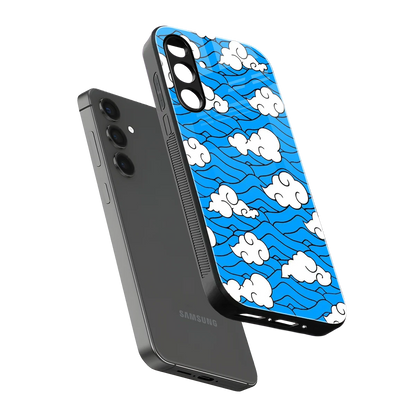Azure Dreams sleek samsung galaxy m35 5g cover with tempered glass back and TPU edges